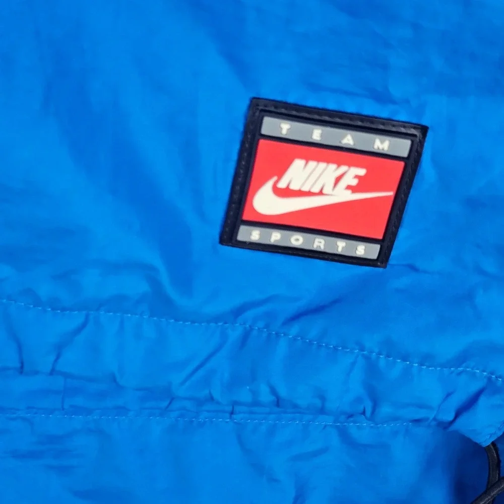 VTG Nike Team Sports Windbreaker Coat Mens XL‎ Blue White Swoosh Hooded Full Zip